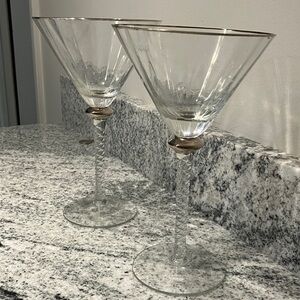 Elegant Clear Glass Martini Glasses with Gold Rim